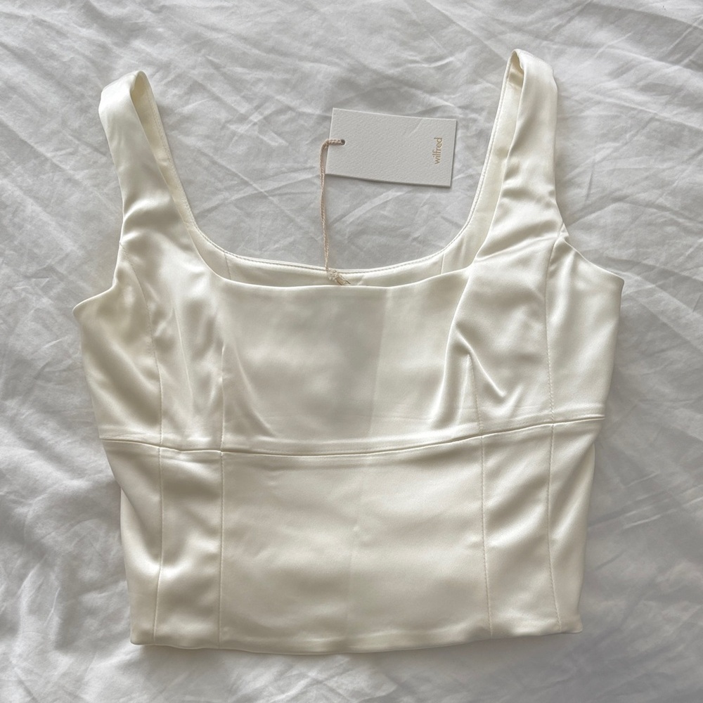 Wilfred Ivory Satin Sleeveless Top bustier